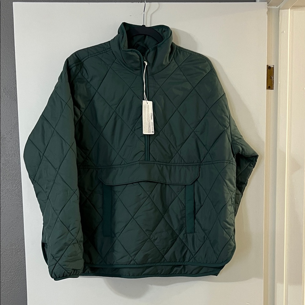 Alpine Design Quilted Dark Green Pullover Puffer Jacket